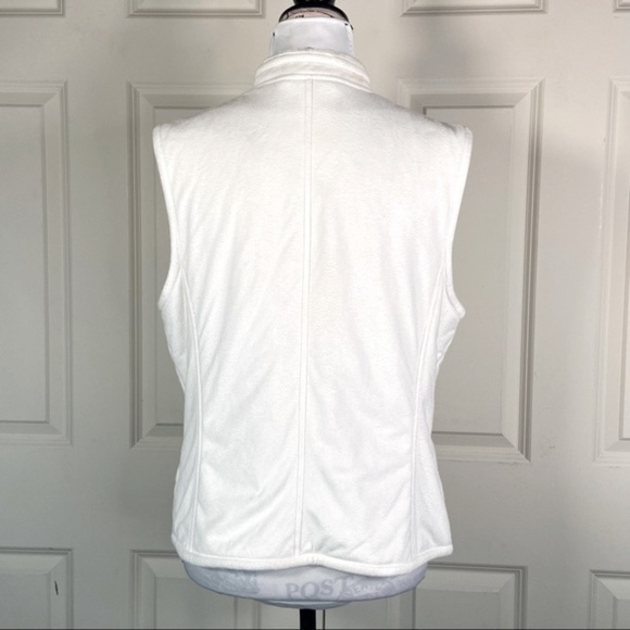 Evan Picone Zip Up Fleece Ivory Vest - Picture 6 of 10